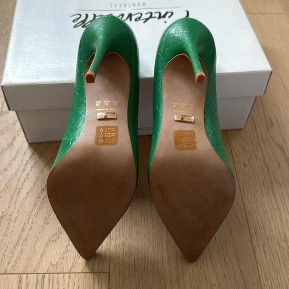 Green weaved leather pointed stilettos. Brand new, with box from L’intervalle - Picture 3 of 3